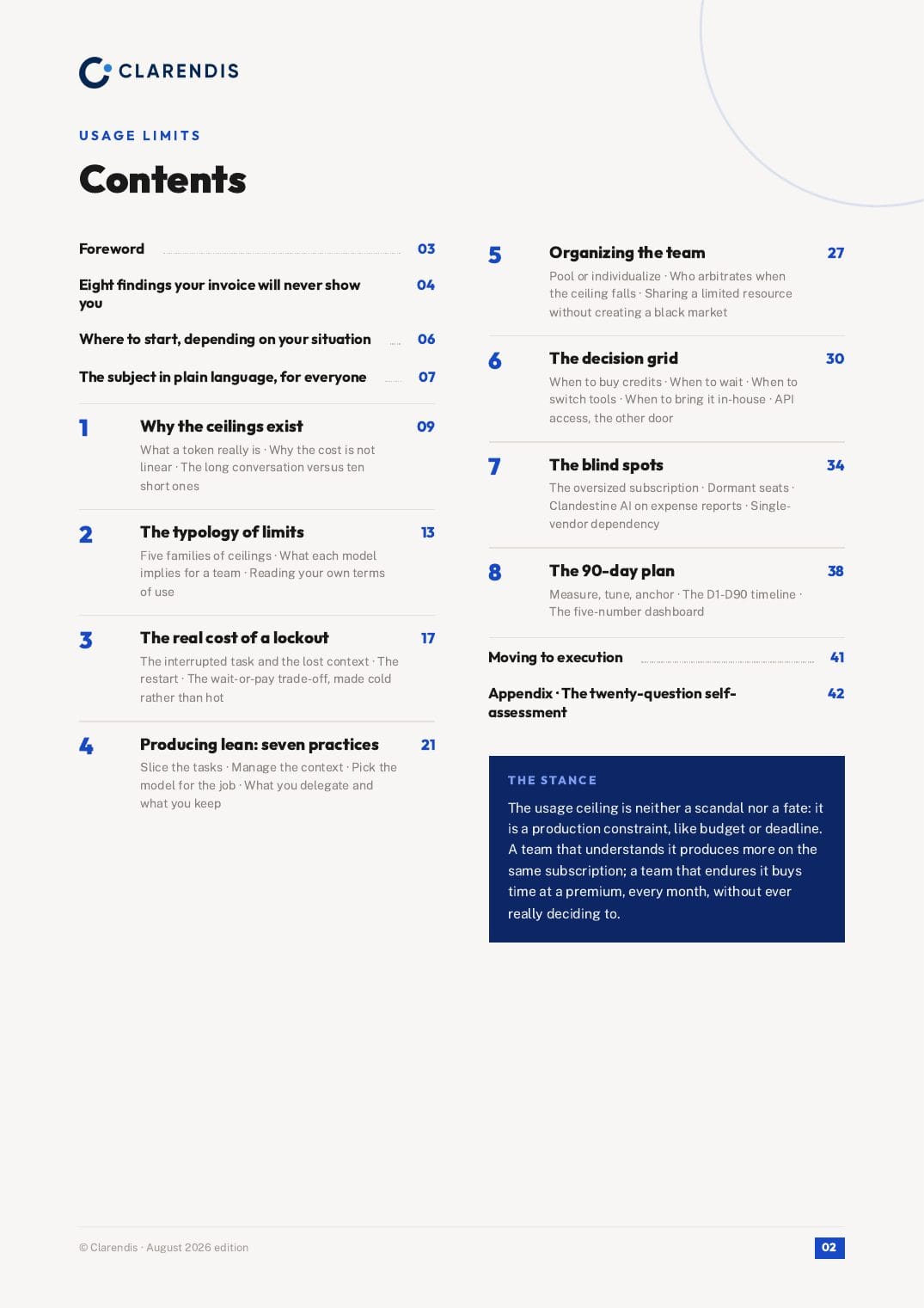 Page 2 of the white paper “Usage limits: producing with AI without buying time”