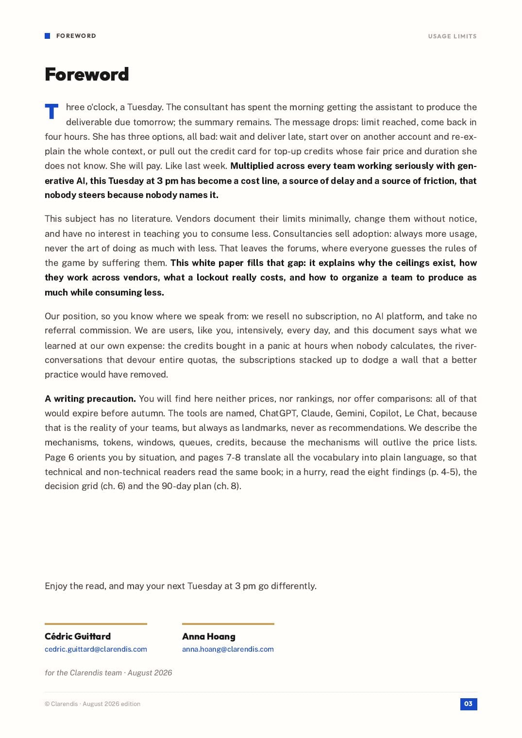 Page 3 of the white paper “Usage limits: producing with AI without buying time”