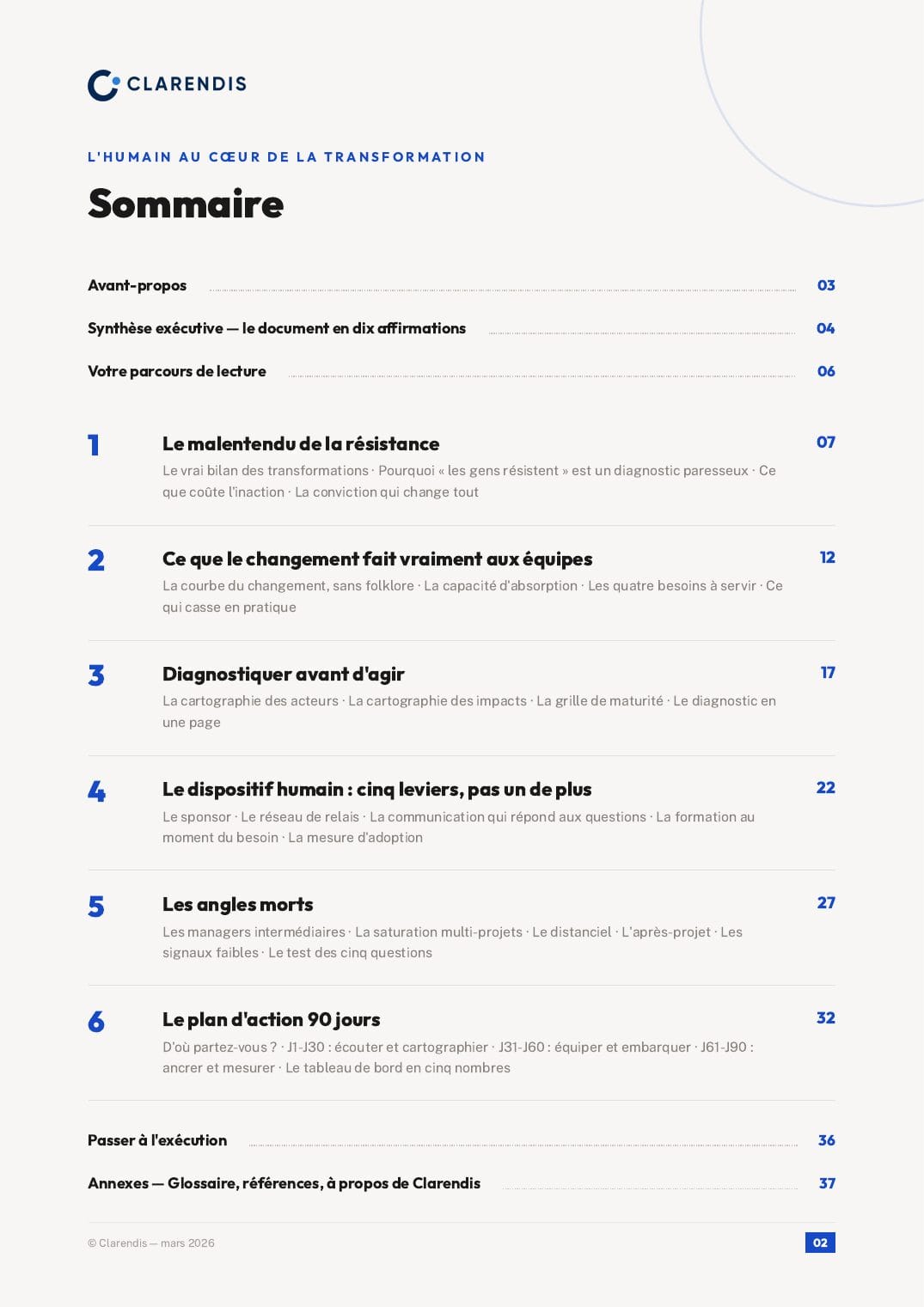 Page 2 du livre blanc « Conduite du Changement : L’Humain au Cœur de la Transformation »