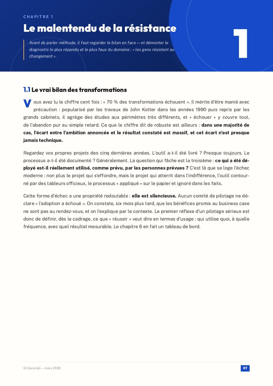 Page 7 du livre blanc « Conduite du Changement : L’Humain au Cœur de la Transformation »