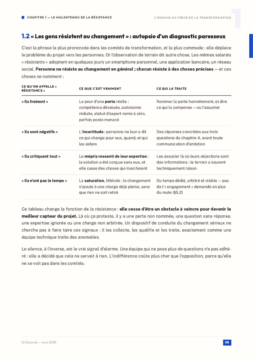 Page 8 du livre blanc « Conduite du Changement : L’Humain au Cœur de la Transformation »