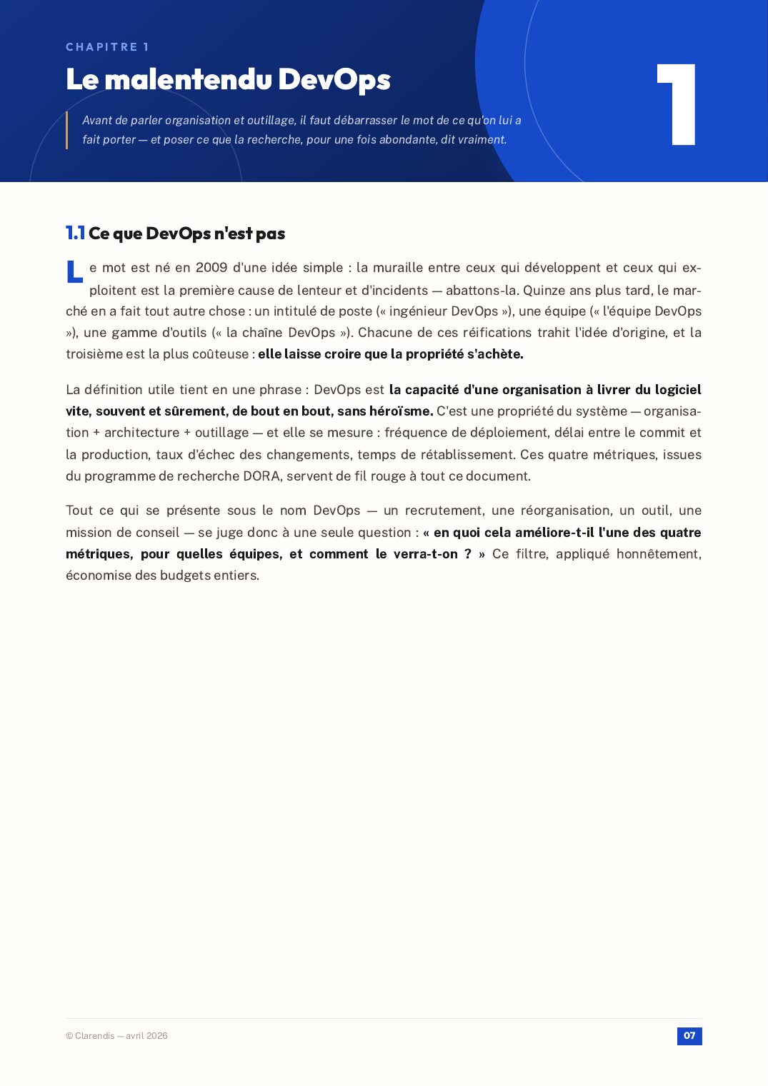 Page 7 du livre blanc « DevOps à l’échelle : Organisation et outillage »