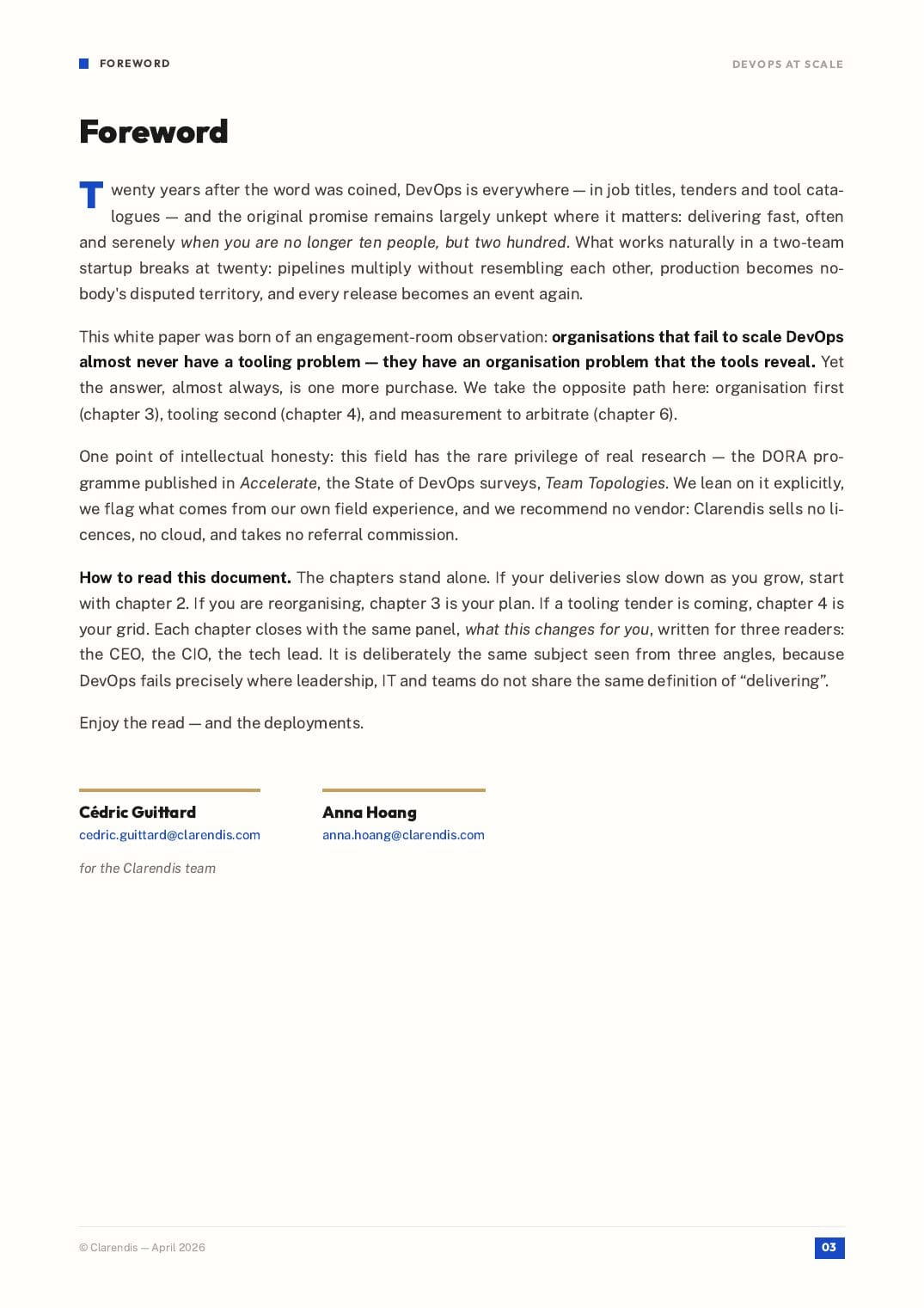 Page 3 of the white paper “DevOps at scale: Organisation and tooling”