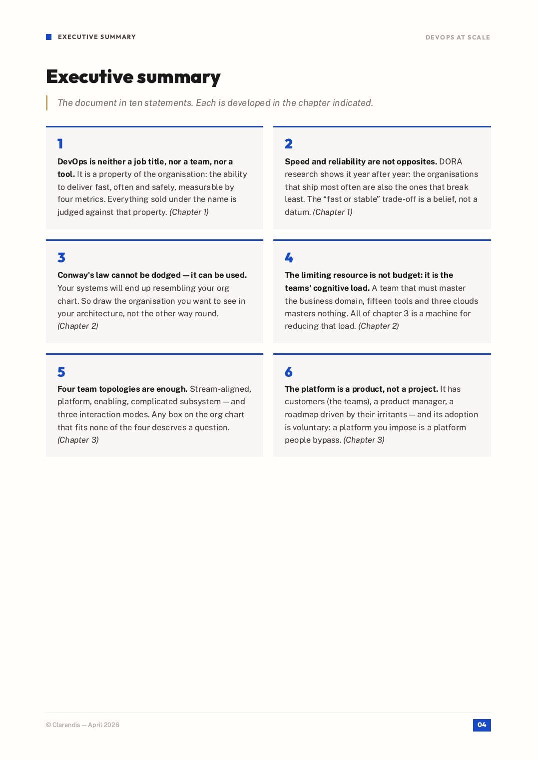 Page 4 of the white paper “DevOps at scale: Organisation and tooling”