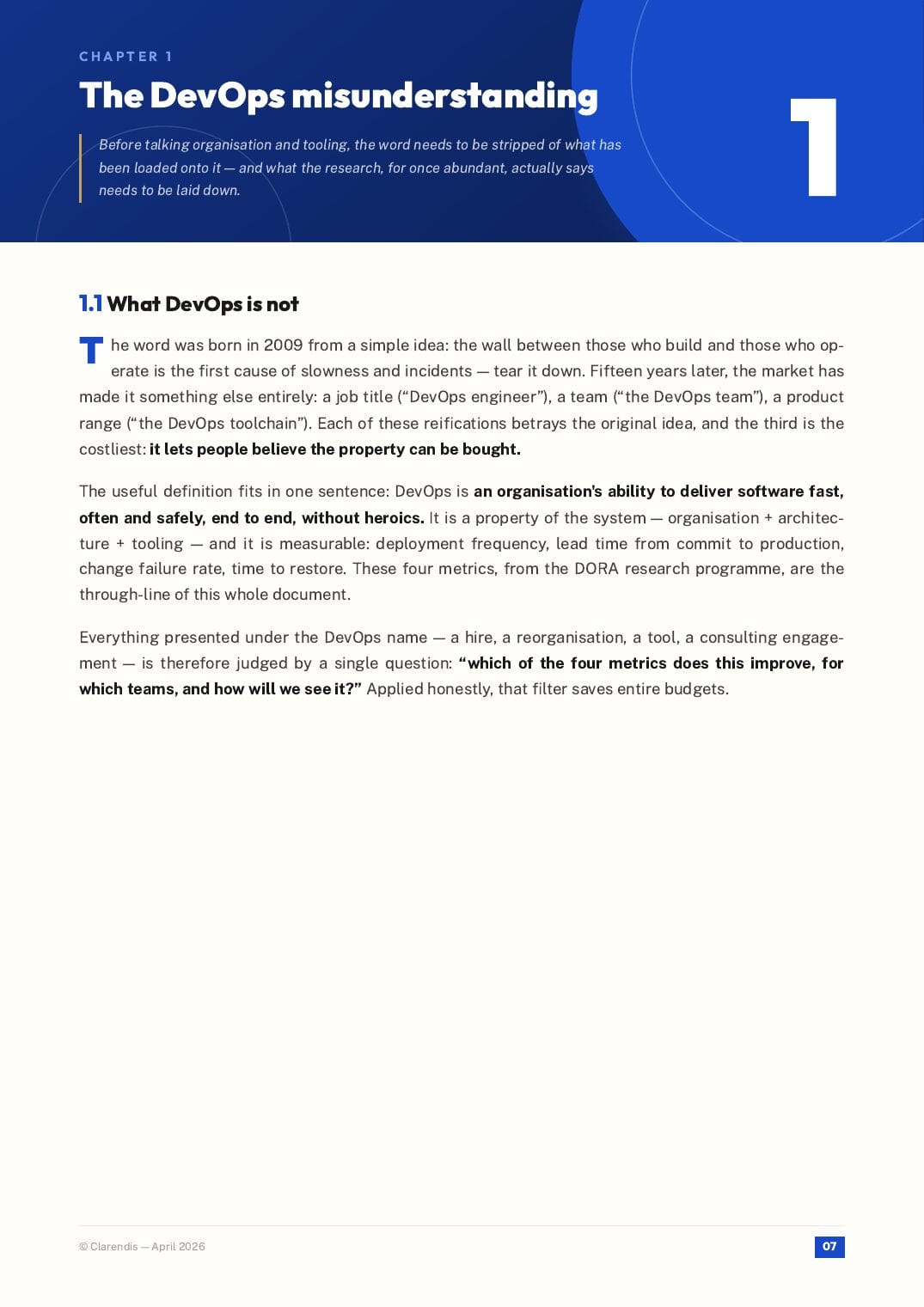 Page 7 of the white paper “DevOps at scale: Organisation and tooling”