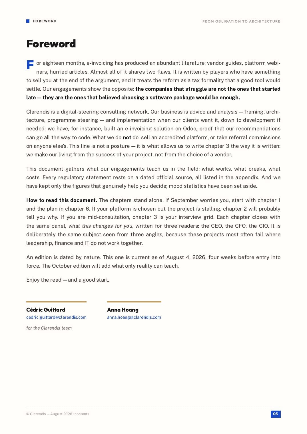 Page 3 of the white paper “From obligation to architecture — E-invoicing 2026-2035”