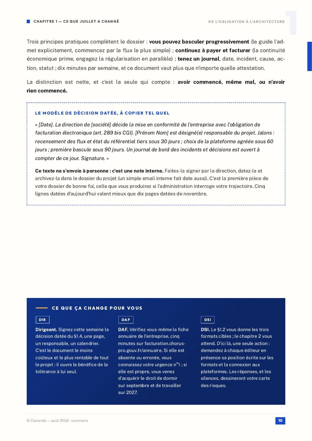 Page 10 du livre blanc « De l’obligation à l’architecture — Facturation électronique 2026-2035 »