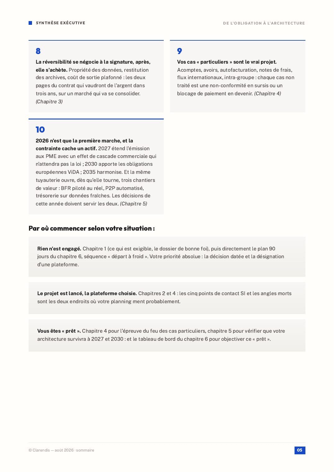 Page 5 du livre blanc « De l’obligation à l’architecture — Facturation électronique 2026-2035 »