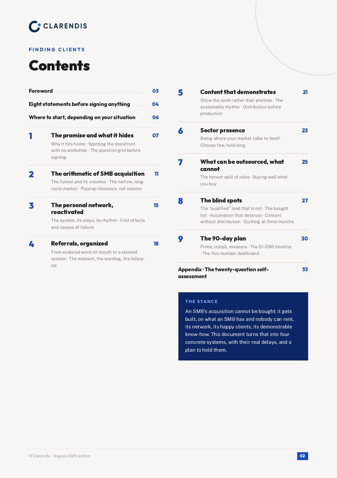 Page 2 of the white paper “Finding clients: what outsourced prospecting will not do for you”