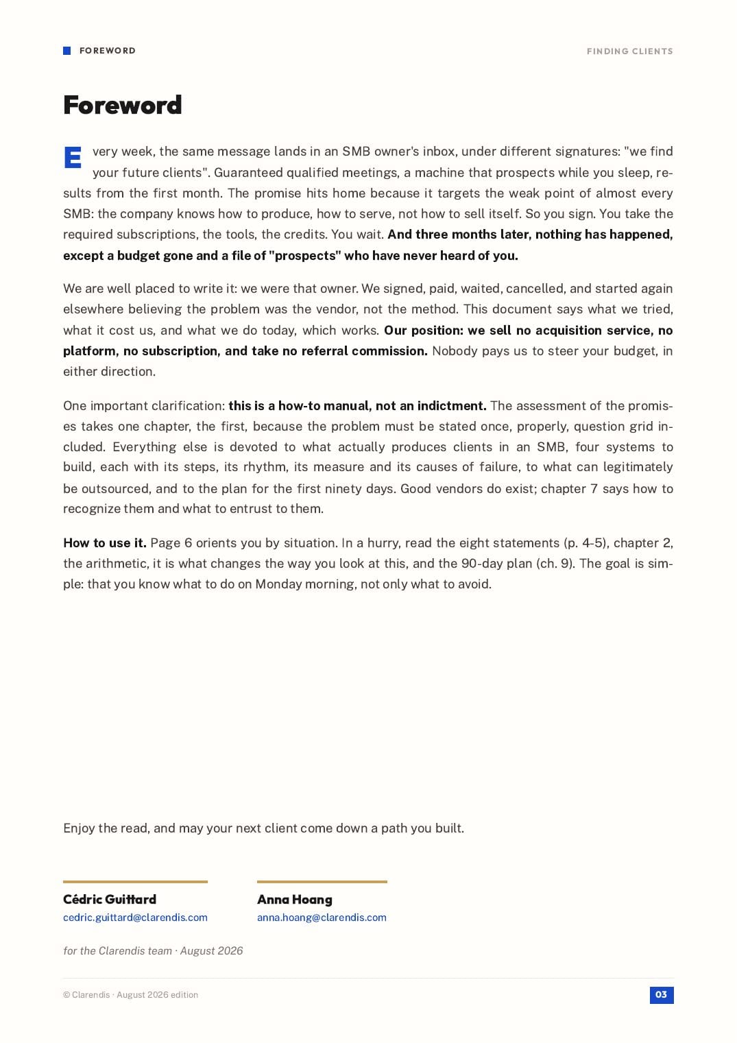 Page 3 of the white paper “Finding clients: what outsourced prospecting will not do for you”