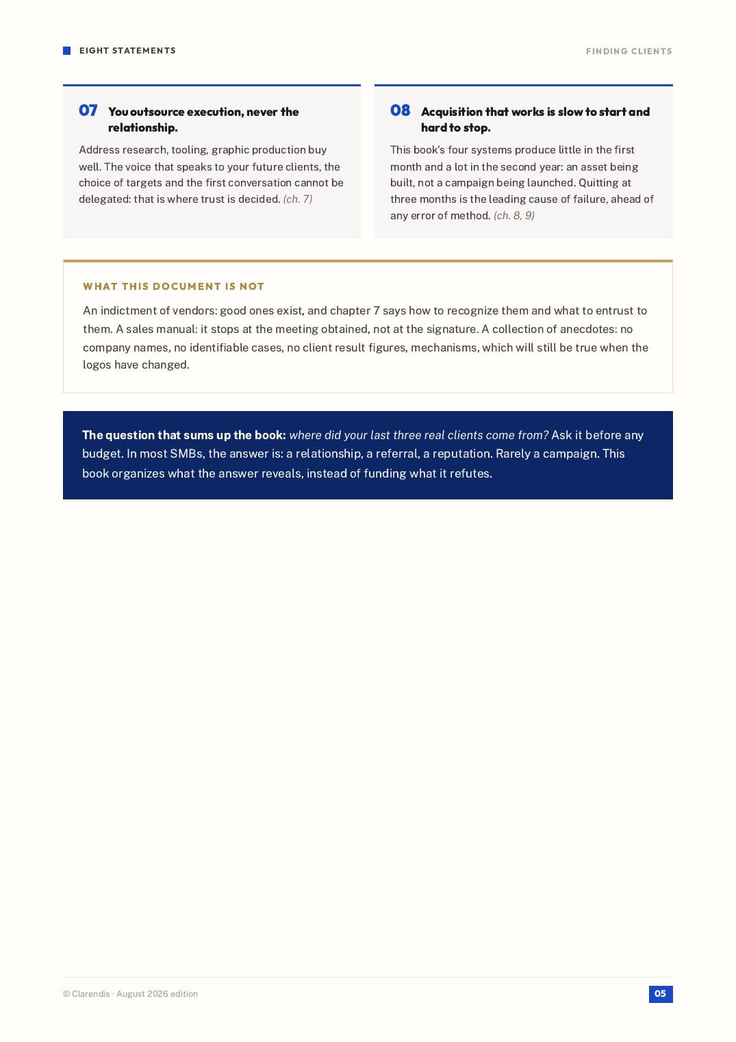 Page 5 of the white paper “Finding clients: what outsourced prospecting will not do for you”