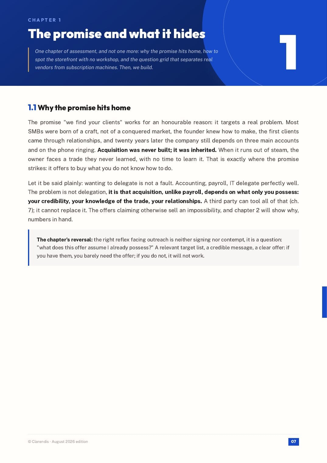 Page 7 of the white paper “Finding clients: what outsourced prospecting will not do for you”