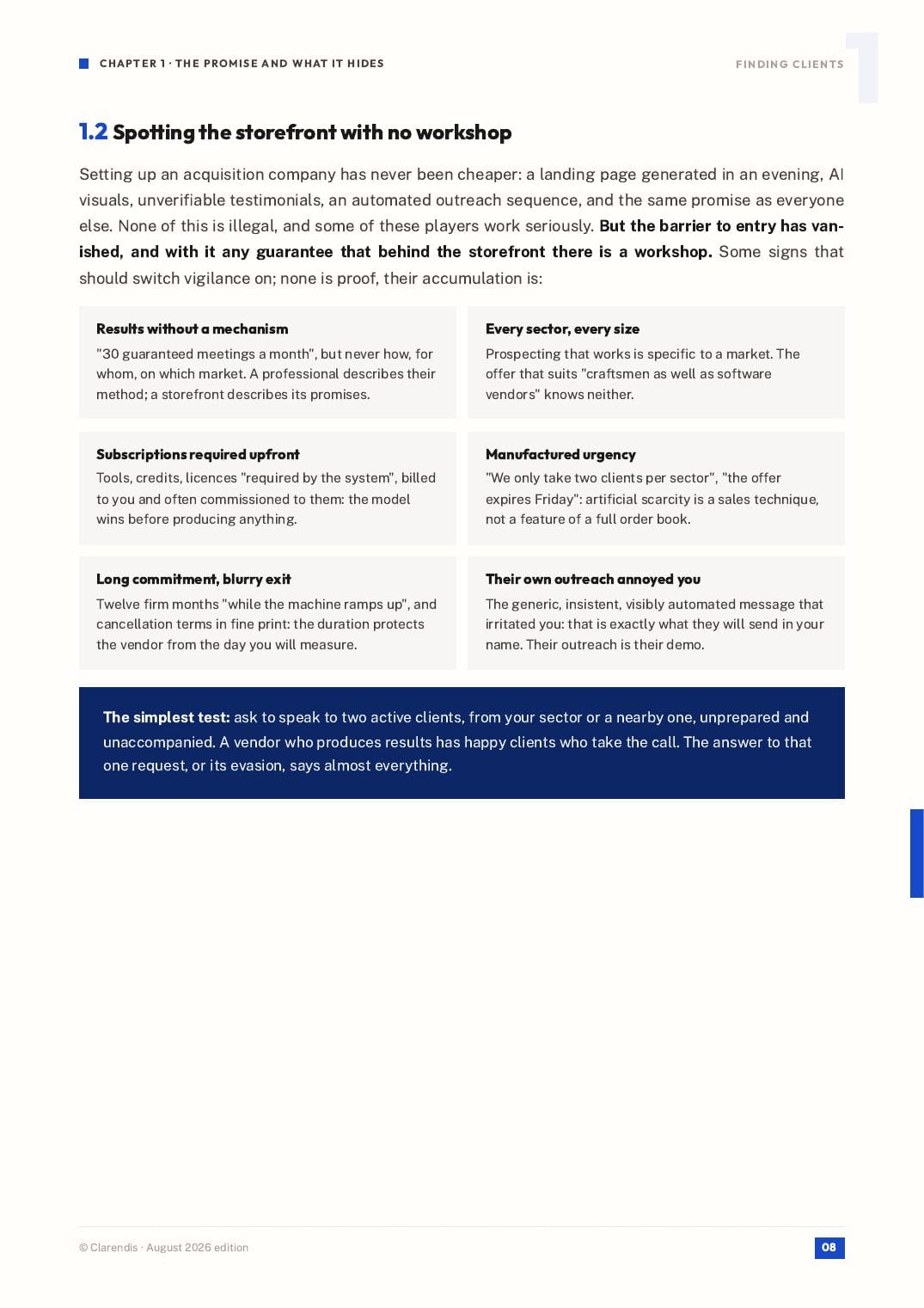 Page 8 of the white paper “Finding clients: what outsourced prospecting will not do for you”