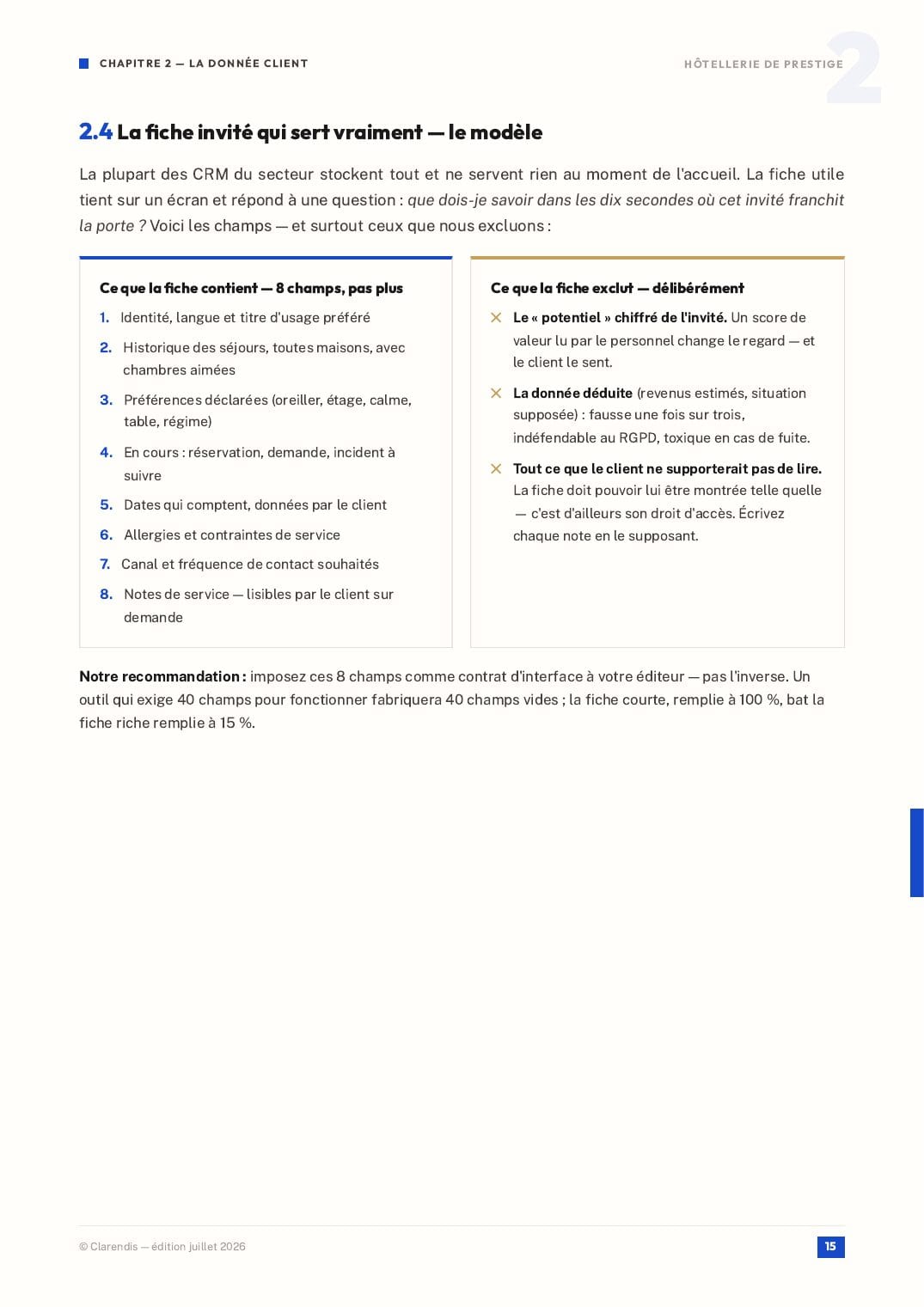 Page 15 du livre blanc « Hôtellerie de Prestige : Orchestration d’une Expérience Sans Couture »