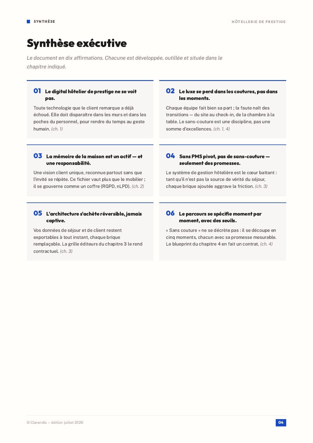 Page 4 du livre blanc « Hôtellerie de Prestige : Orchestration d’une Expérience Sans Couture »