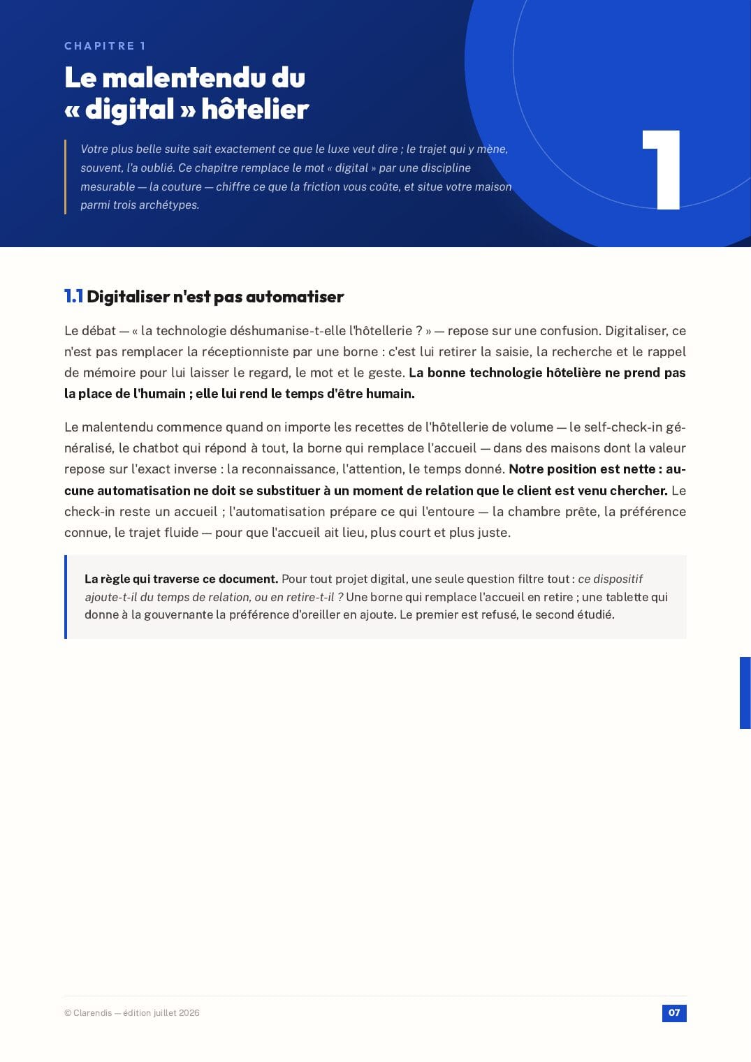 Page 7 du livre blanc « Hôtellerie de Prestige : Orchestration d’une Expérience Sans Couture »