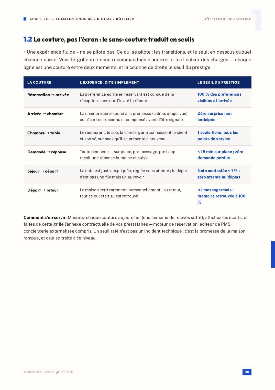 Page 8 du livre blanc « Hôtellerie de Prestige : Orchestration d’une Expérience Sans Couture »