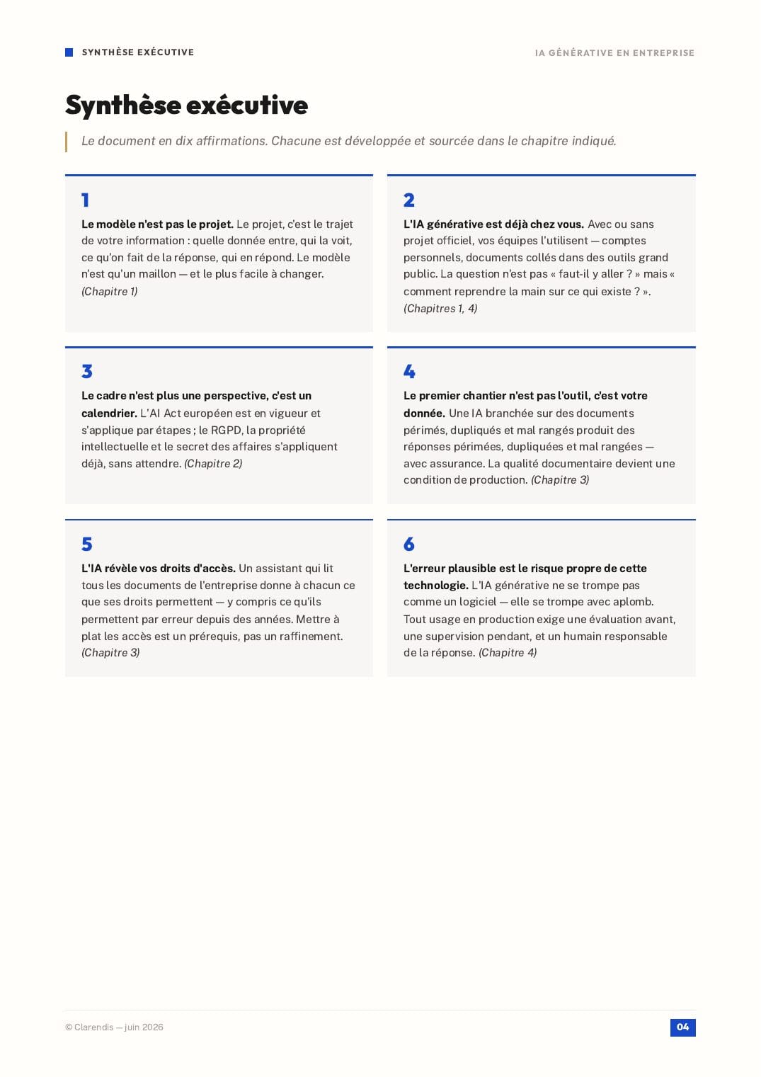 Page 4 du livre blanc « IA Générative en entreprise : Enjeux et prérequis »
