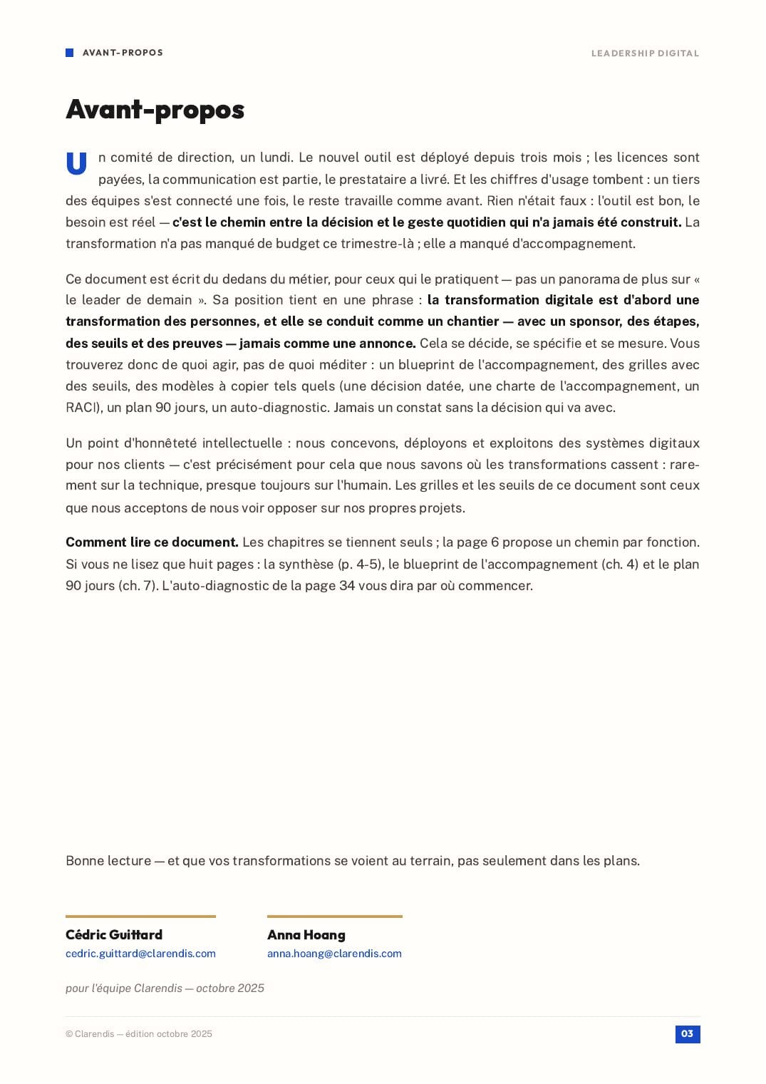 Page 3 du livre blanc « Leadership digital : Accompagner la transformation »