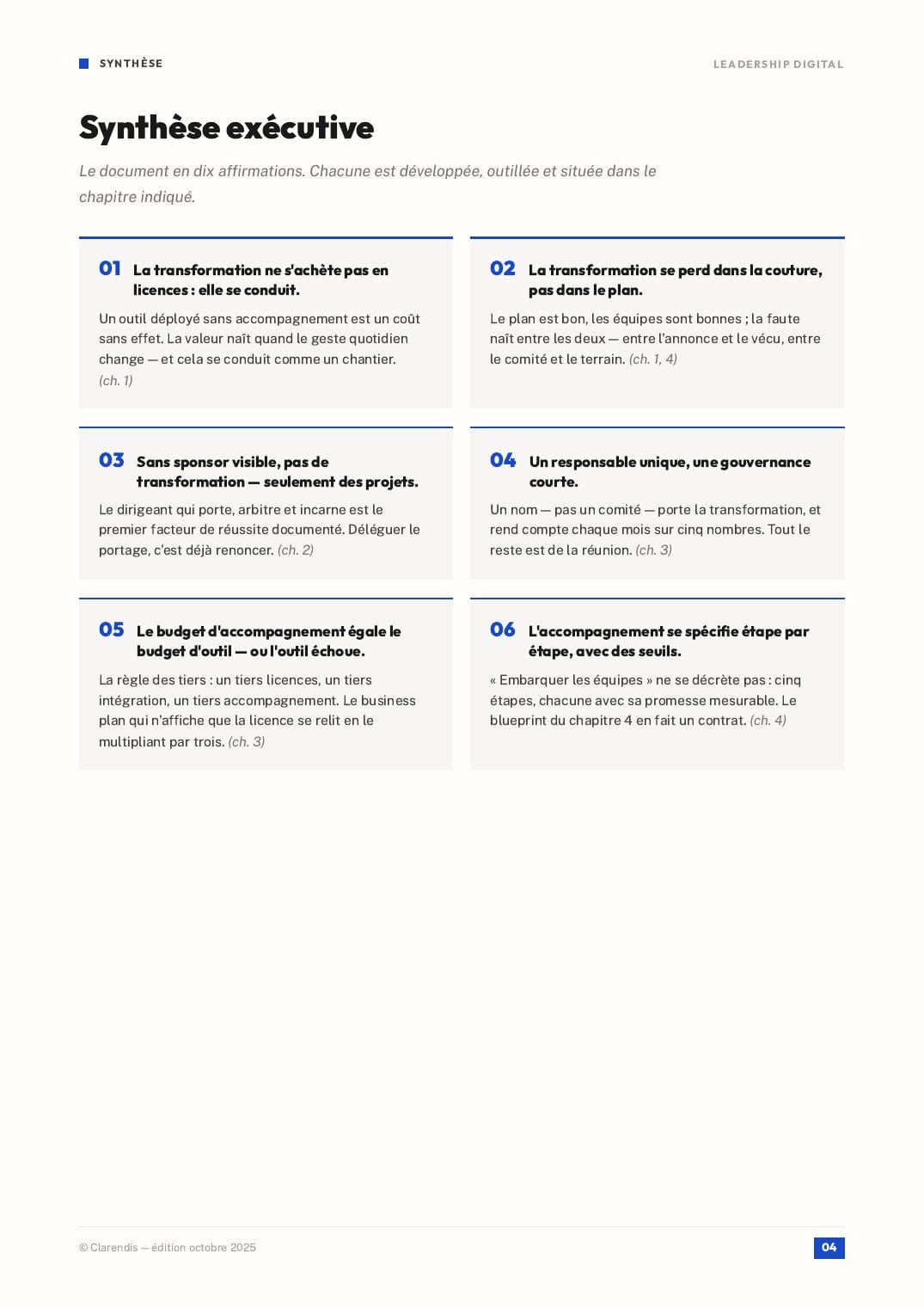 Page 4 du livre blanc « Leadership digital : Accompagner la transformation »