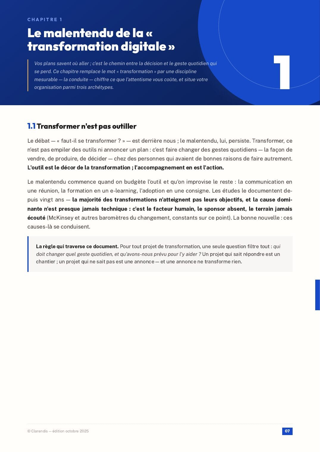 Page 7 du livre blanc « Leadership digital : Accompagner la transformation »