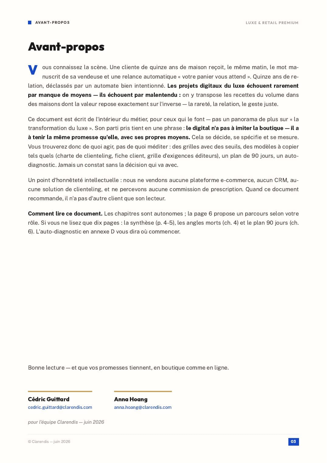 Page 3 du livre blanc « Luxe & Retail : Excellence Digitale et Expérience Client Premium »