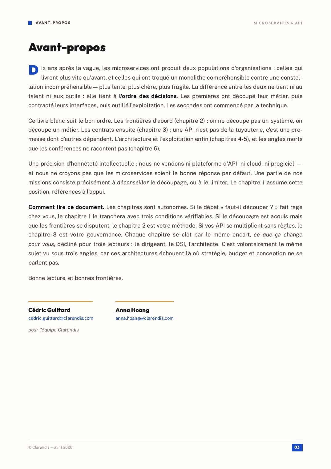 Page 3 du livre blanc « Microservices & API : Architectures Modernes pour l’Agilité »