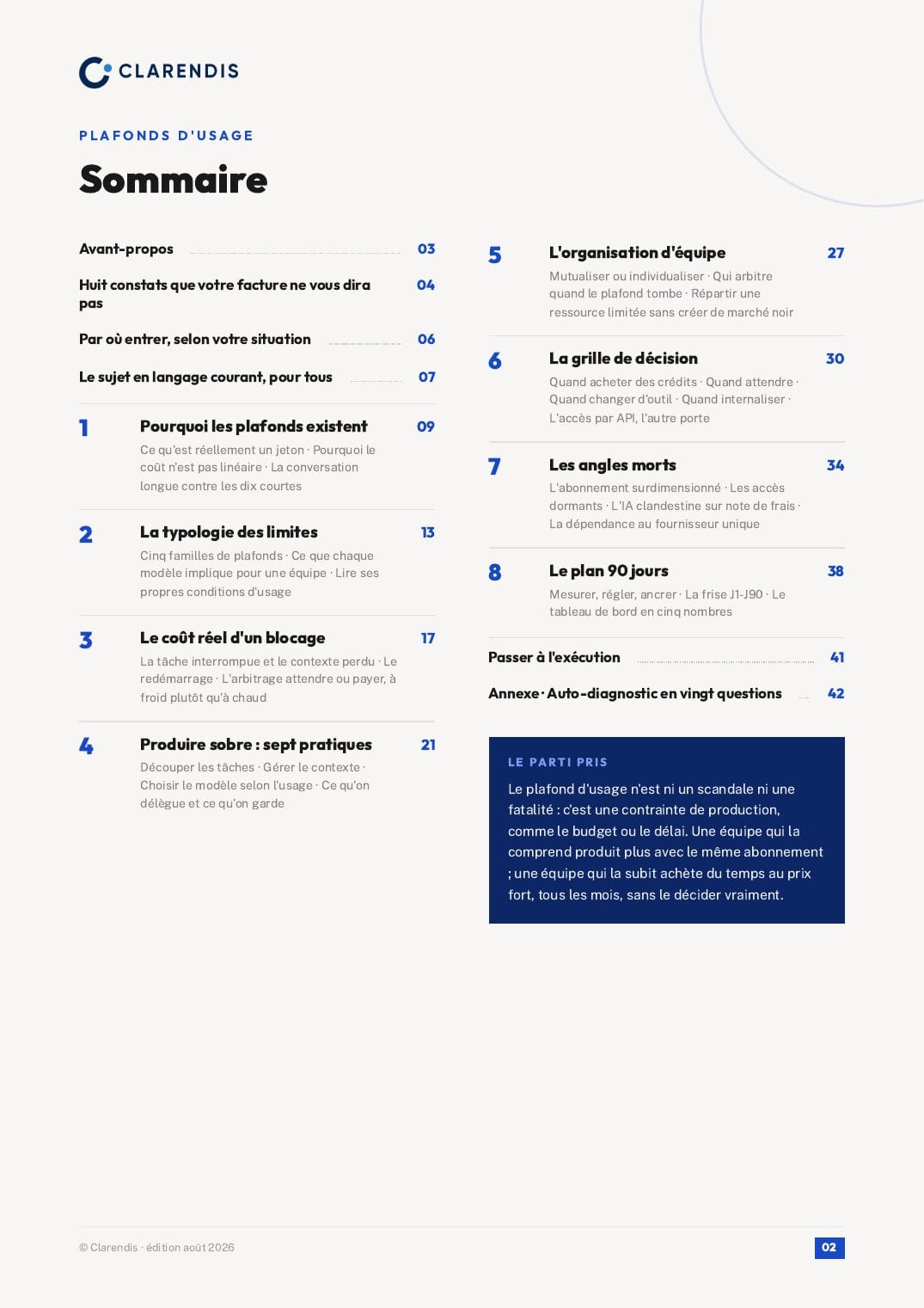 Page 2 du livre blanc « Plafonds d’usage : produire avec l’IA sans acheter du temps »