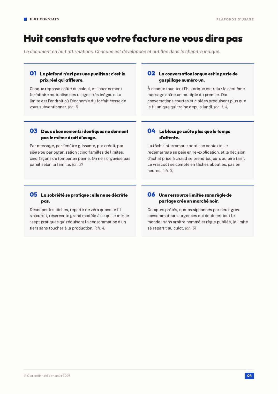 Page 4 du livre blanc « Plafonds d’usage : produire avec l’IA sans acheter du temps »