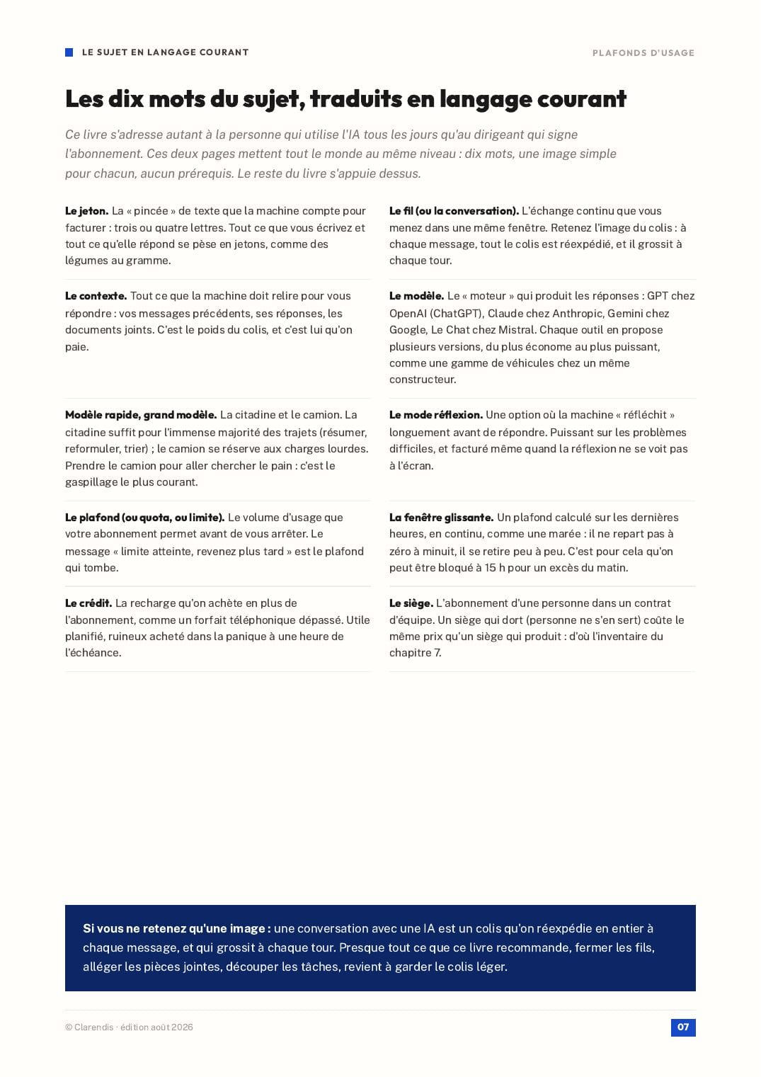 Page 7 du livre blanc « Plafonds d’usage : produire avec l’IA sans acheter du temps »