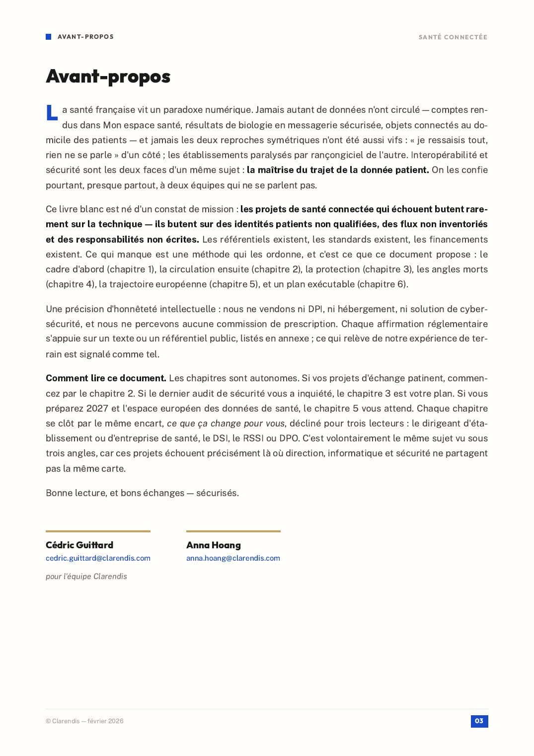 Page 3 du livre blanc « Santé Connectée : Interopérabilité et Sécurité des Données Patients »