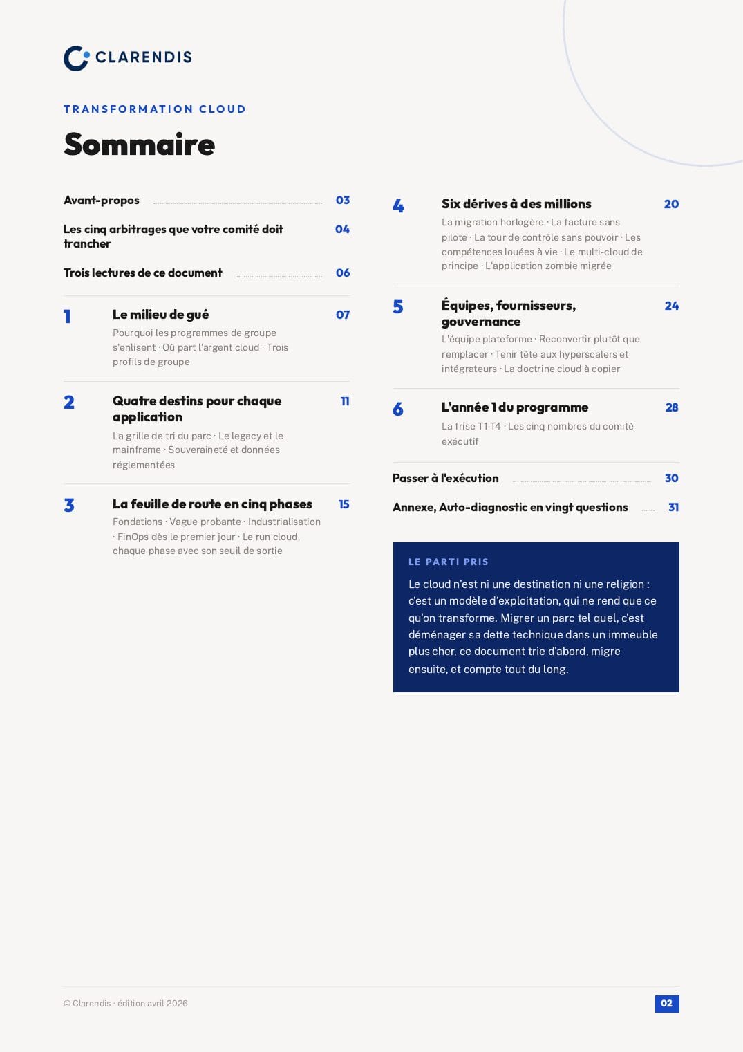 Page 2 du livre blanc « Transformation Cloud : Feuille de route pour les grands groupes »