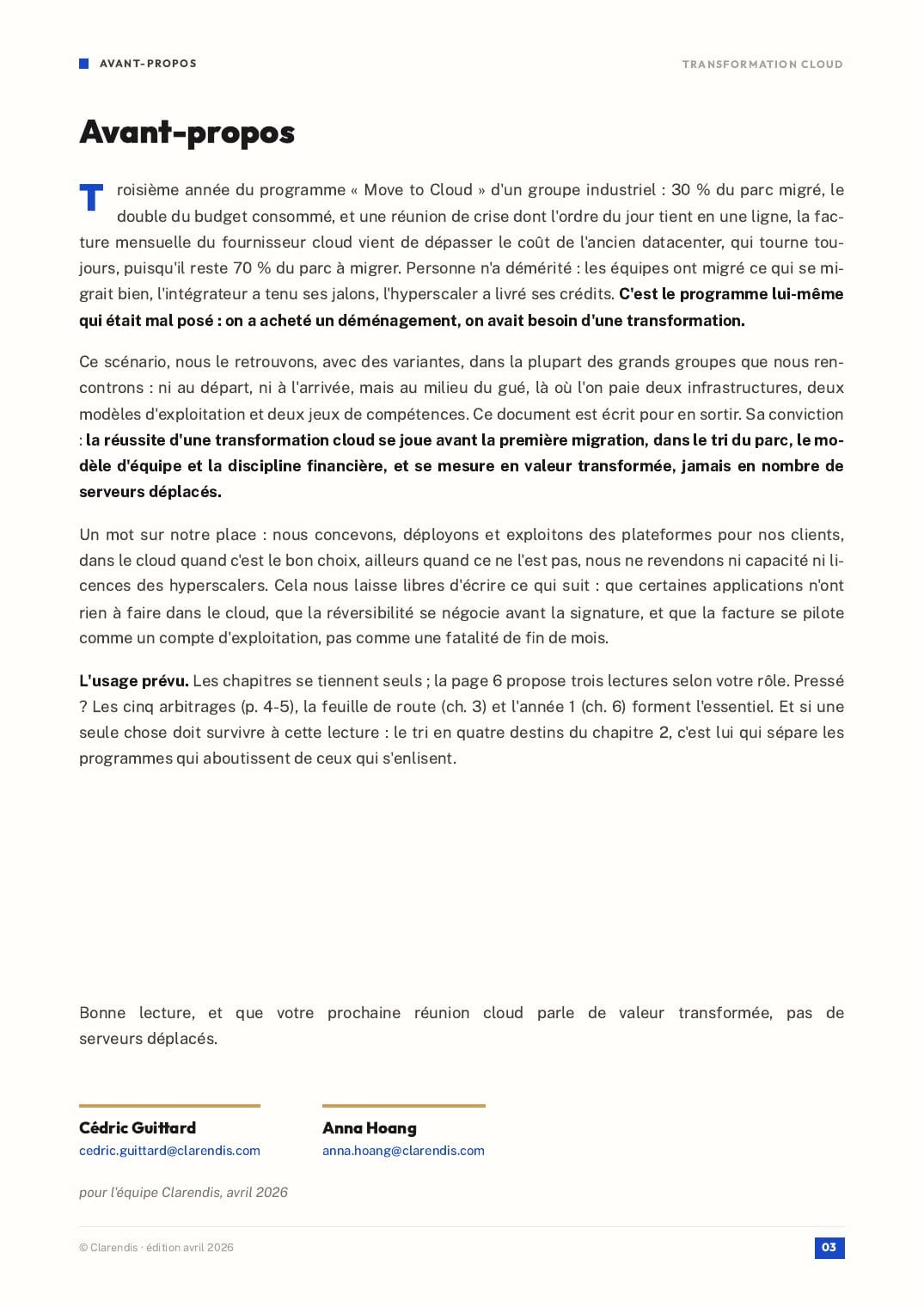 Page 3 du livre blanc « Transformation Cloud : Feuille de route pour les grands groupes »