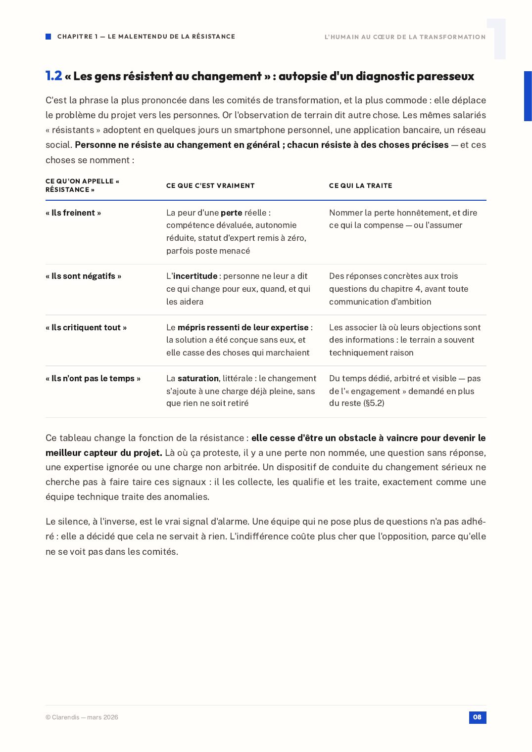 Page 8 du livre blanc « Conduite du Changement : L’Humain au Cœur de la Transformation »