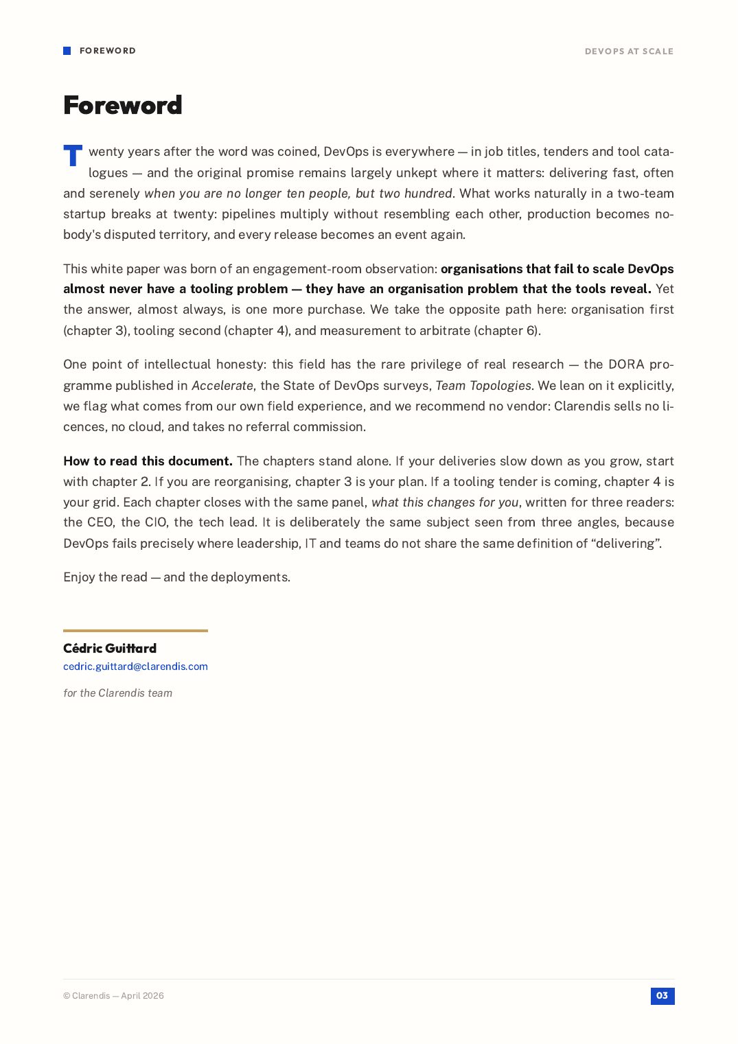 Page 3 of the white paper “DevOps at scale: Organisation and tooling”