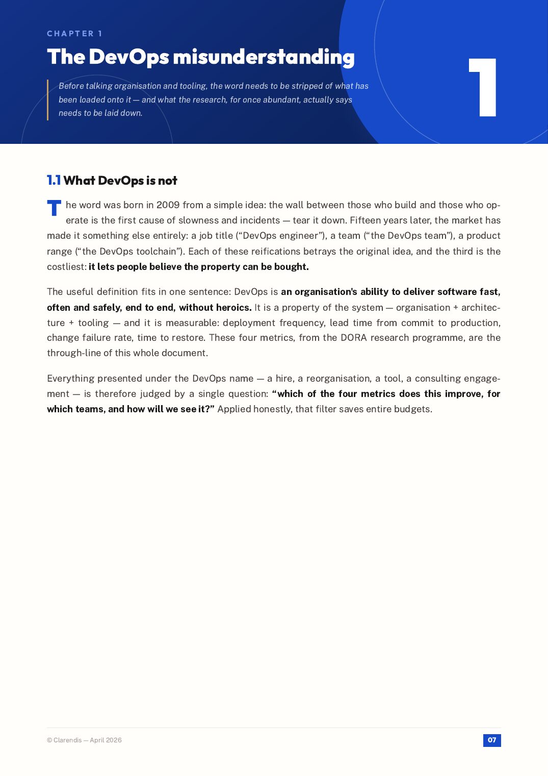 Page 7 of the white paper “DevOps at scale: Organisation and tooling”