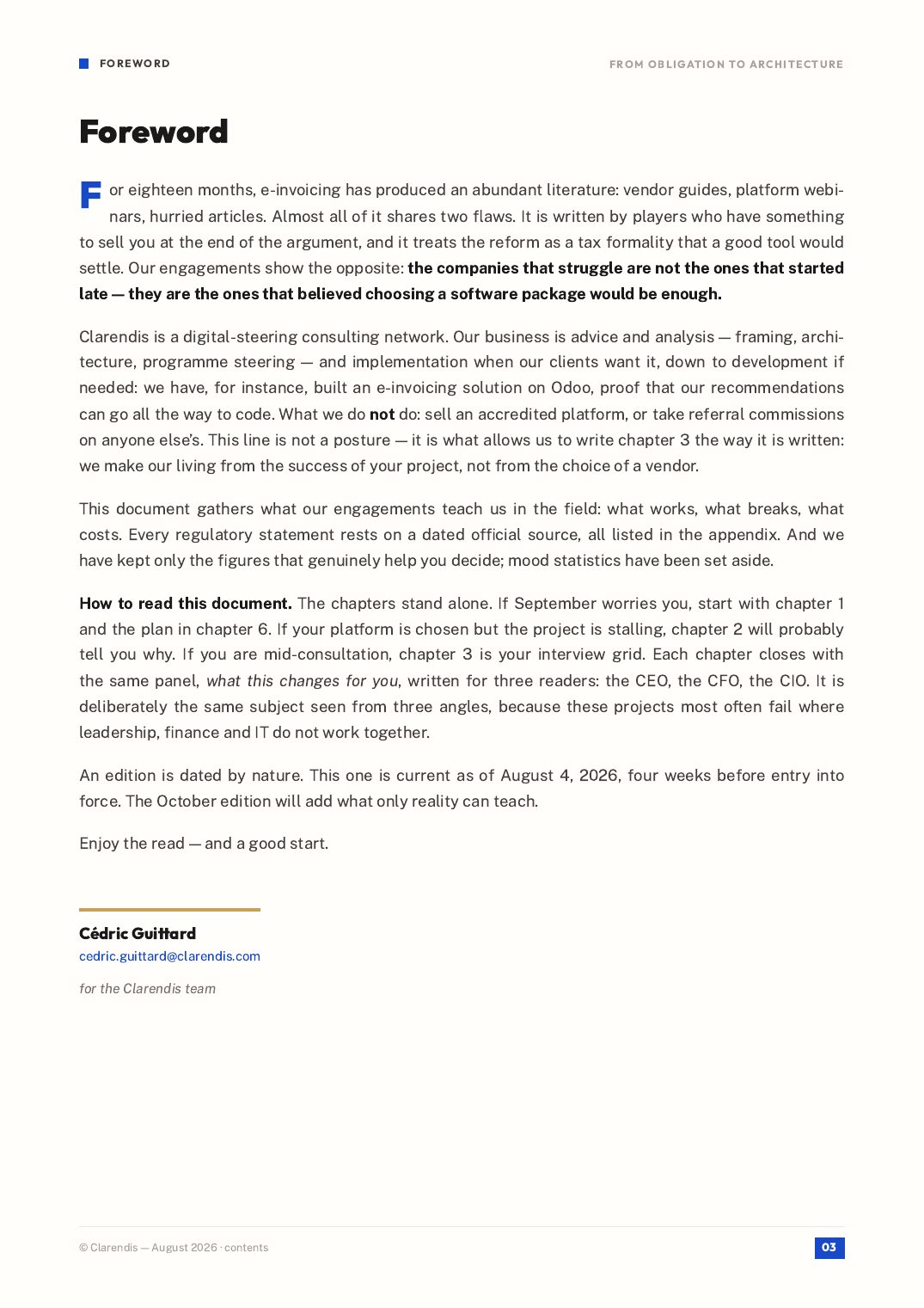 Page 3 of the white paper “From obligation to architecture — E-invoicing 2026-2035”