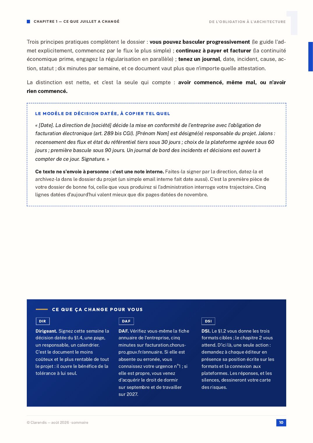 Page 10 du livre blanc « De l’obligation à l’architecture — Facturation électronique 2026-2035 »