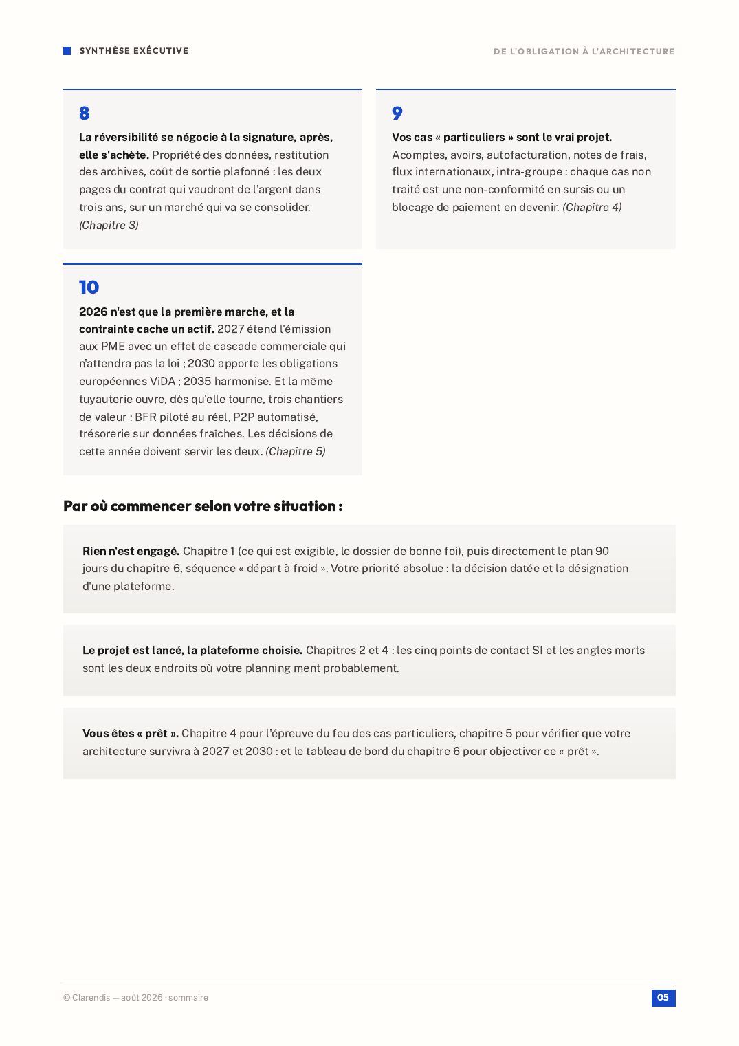Page 5 du livre blanc « De l’obligation à l’architecture — Facturation électronique 2026-2035 »