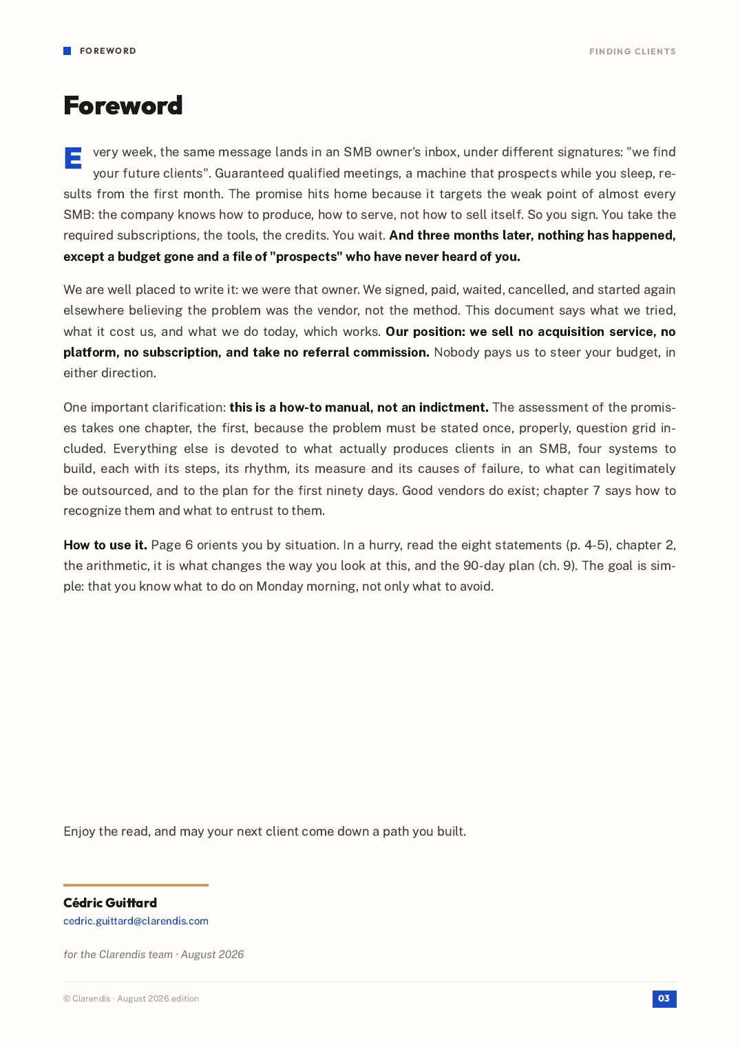 Page 3 of the white paper “Finding clients: what outsourced prospecting will not do for you”
