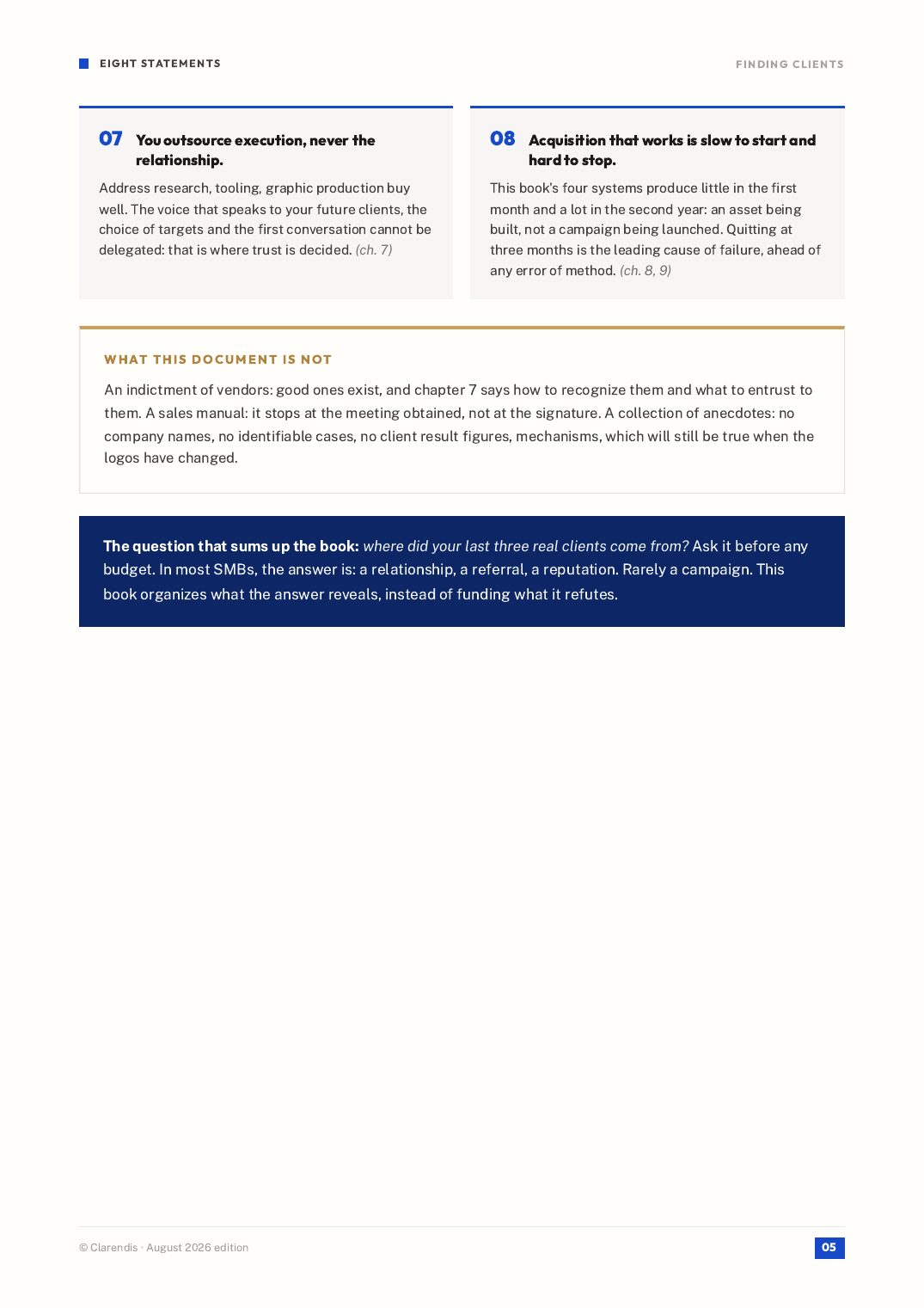 Page 5 of the white paper “Finding clients: what outsourced prospecting will not do for you”