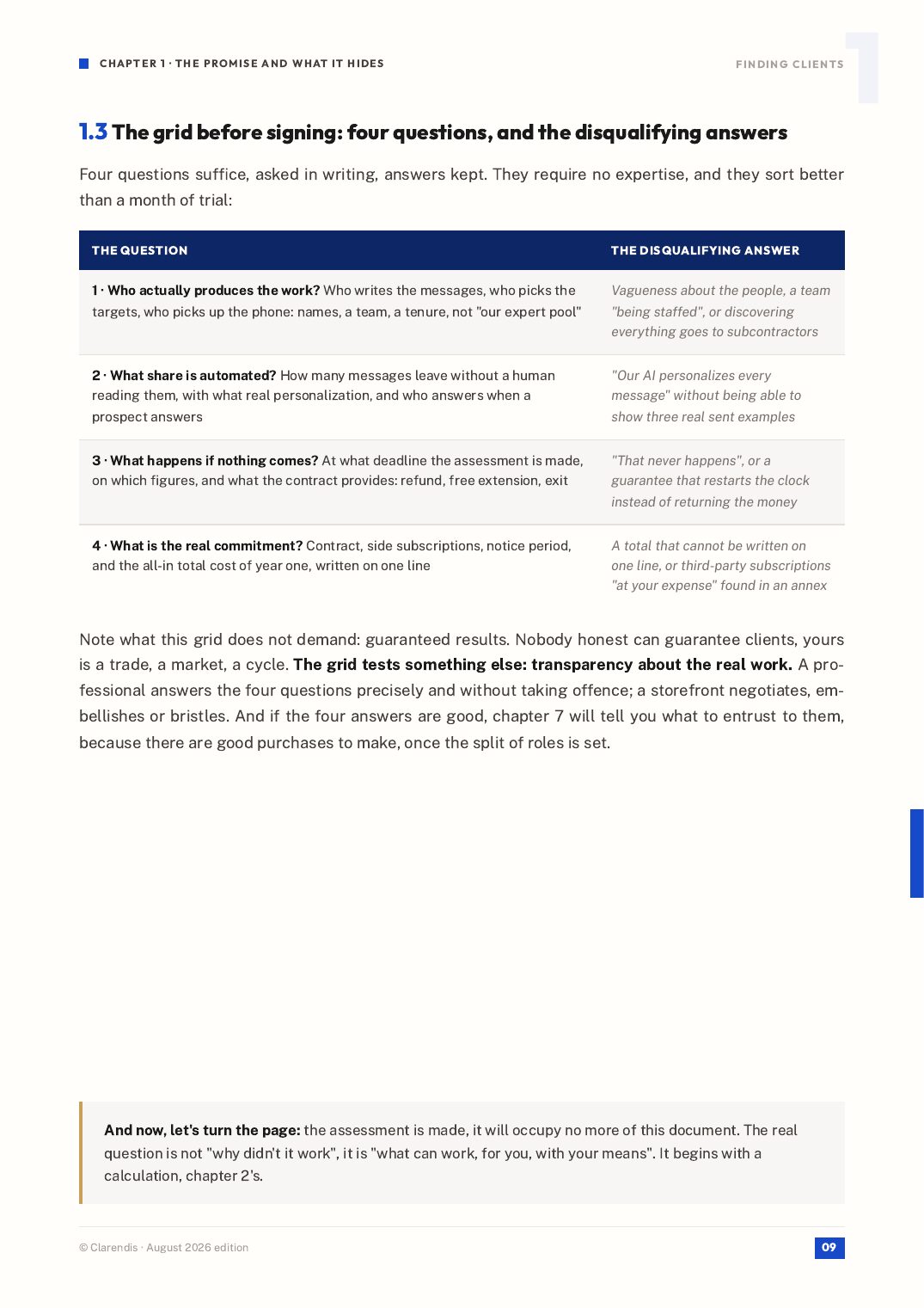 Page 9 of the white paper “Finding clients: what outsourced prospecting will not do for you”