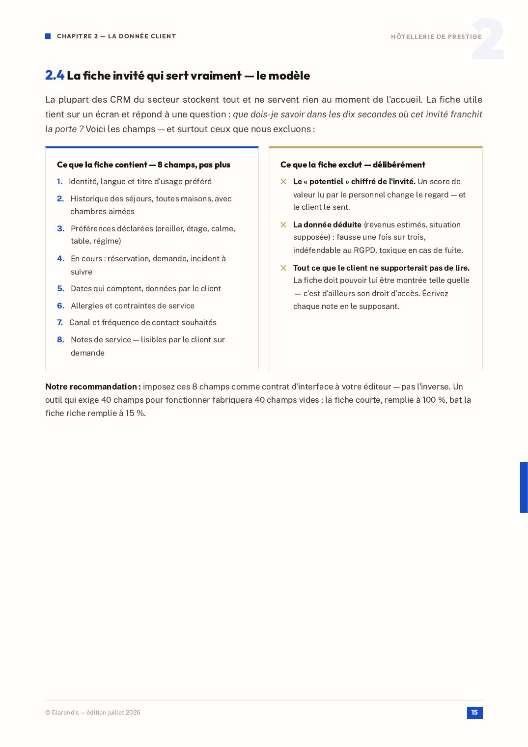 Page 15 du livre blanc « Hôtellerie de Prestige : Orchestration d’une Expérience Sans Couture »