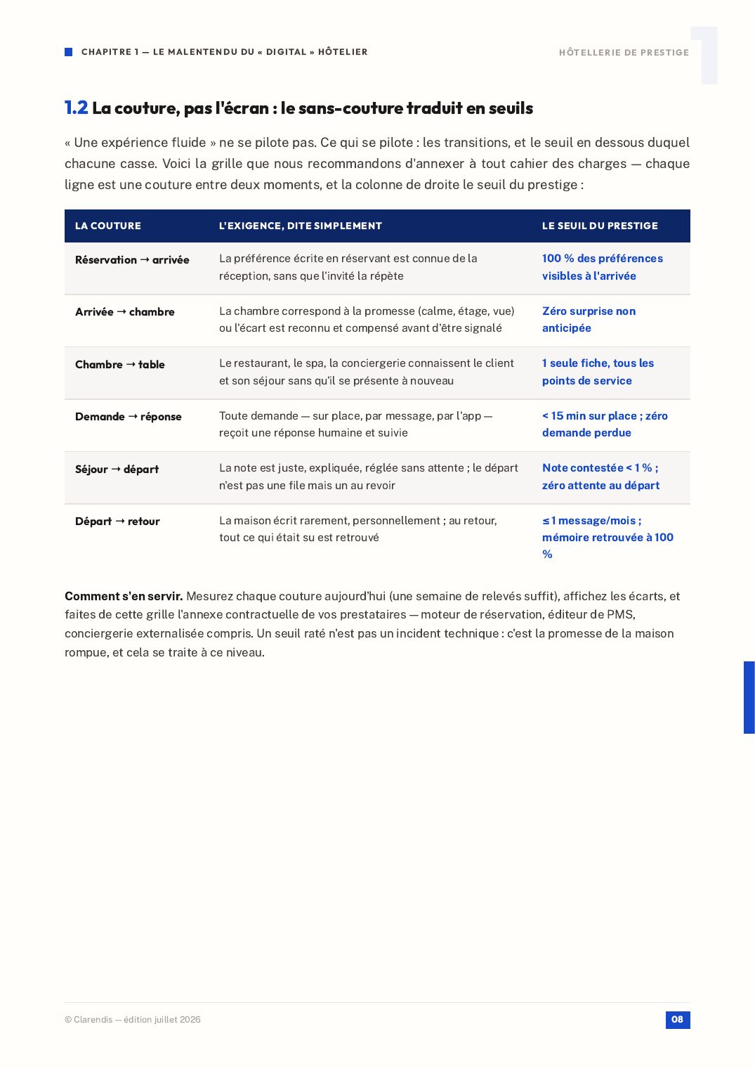 Page 8 du livre blanc « Hôtellerie de Prestige : Orchestration d’une Expérience Sans Couture »