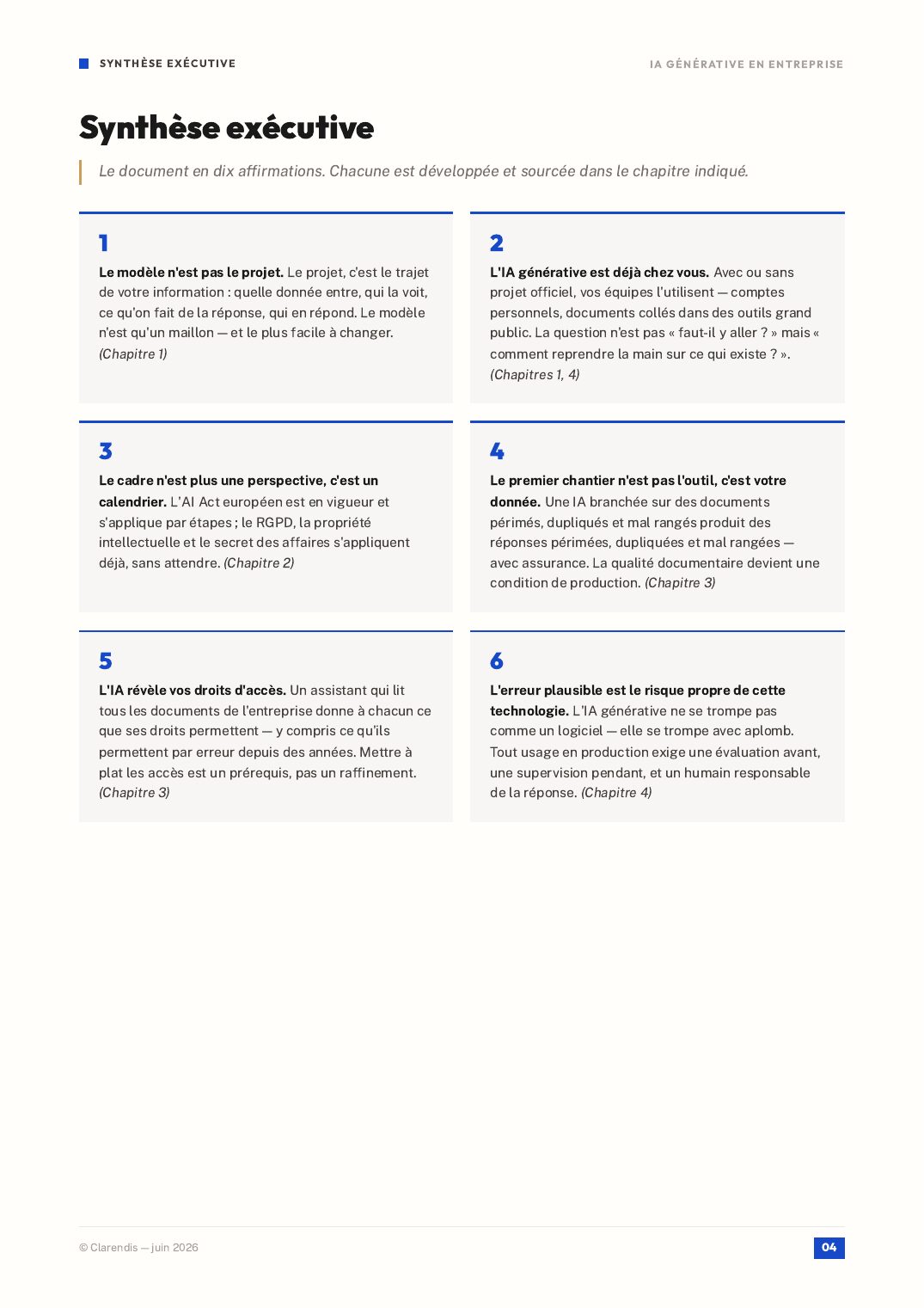 Page 4 du livre blanc « IA Générative en entreprise : Enjeux et prérequis »