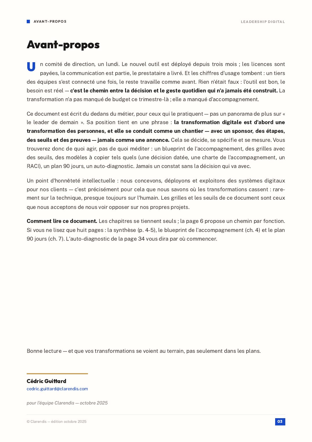 Page 3 du livre blanc « Leadership digital : Accompagner la transformation »