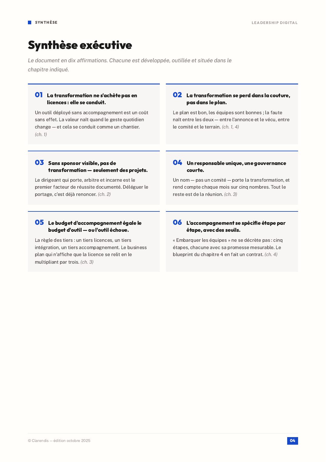 Page 4 du livre blanc « Leadership digital : Accompagner la transformation »