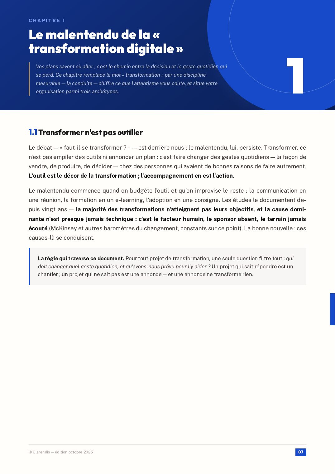Page 7 du livre blanc « Leadership digital : Accompagner la transformation »
