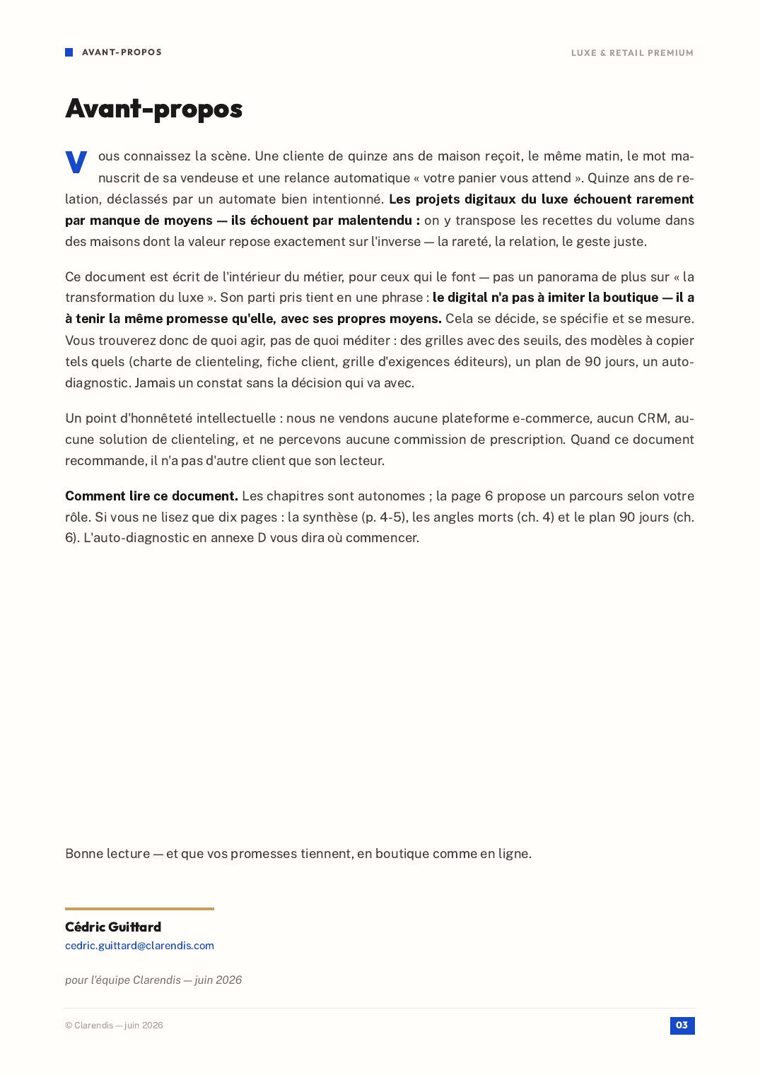 Page 3 du livre blanc « Luxe & Retail : Excellence Digitale et Expérience Client Premium »