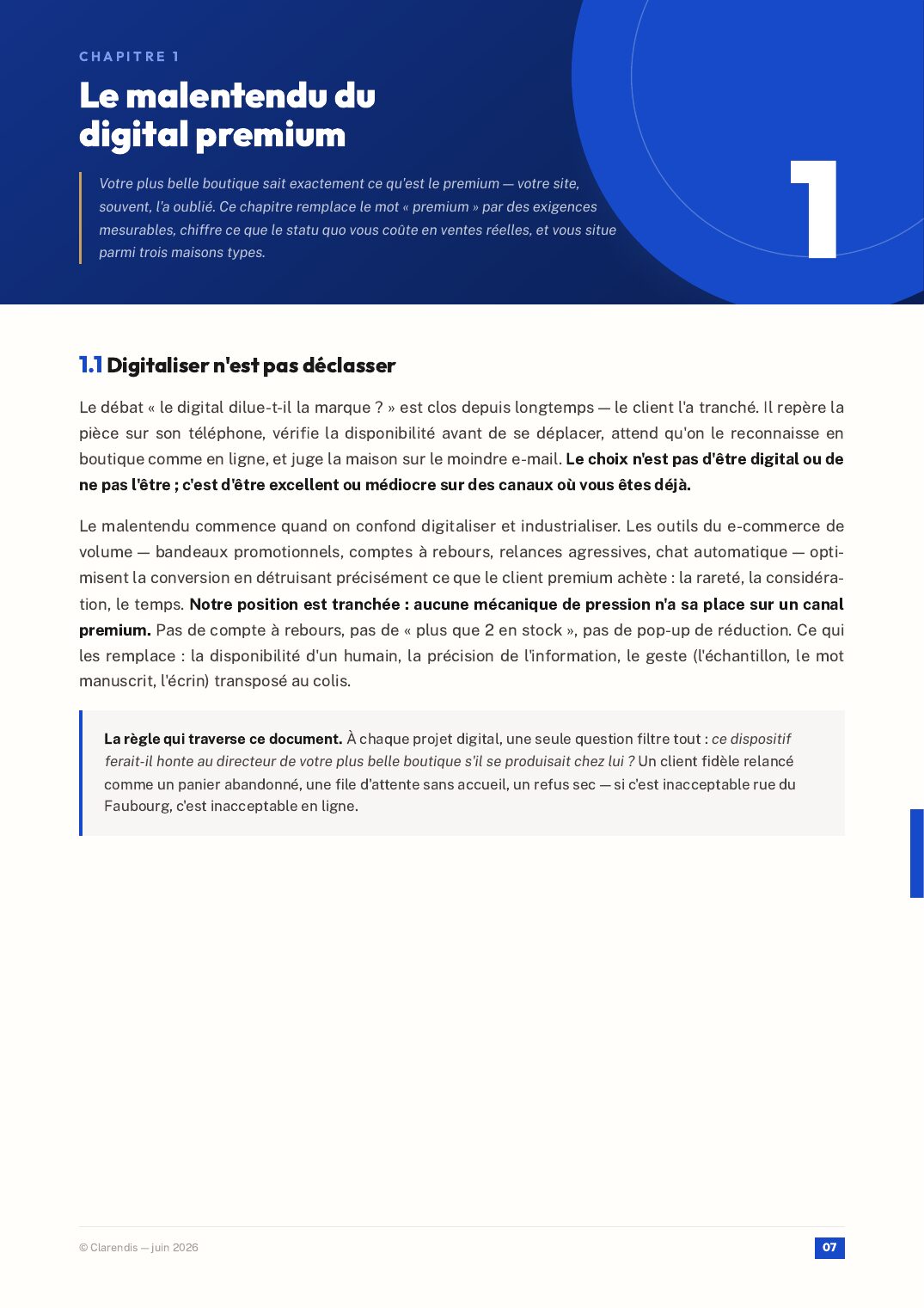 Page 7 du livre blanc « Luxe & Retail : Excellence Digitale et Expérience Client Premium »